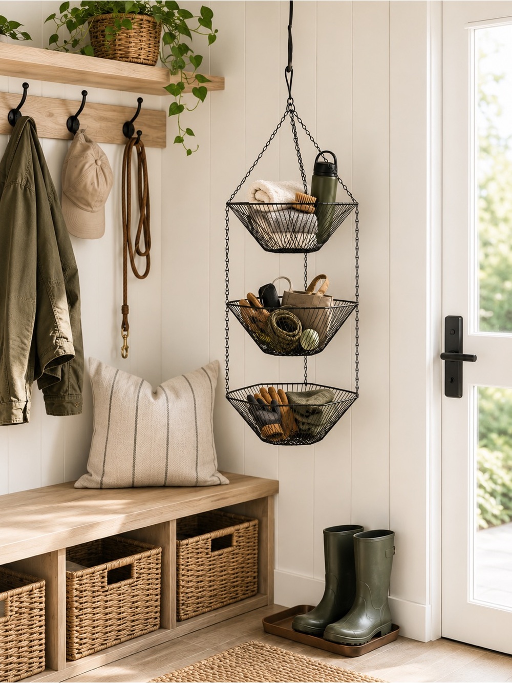 3-Tier Hexagonal Hanging Wire Basket Planter Catch-all Organizer #0515267